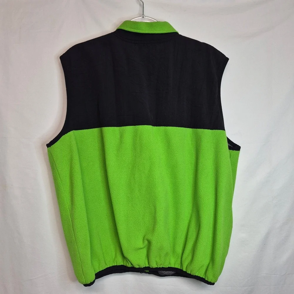 Competition Tech Mens Fleece Vest Neon Green Black Colorblock Full Zip Large